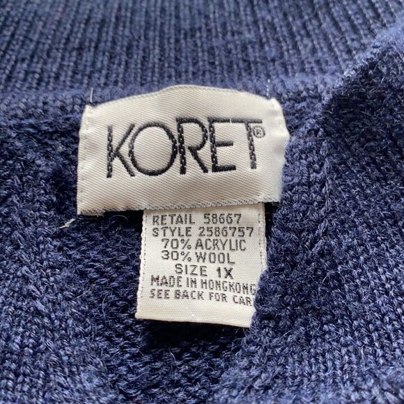 Vintage Navy 90’ s Geometric Sweater size 1X GUC - Picture 5 of 10